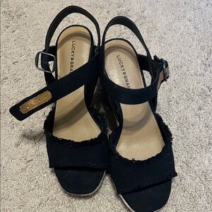 Lucky Brand Black Frayed Women's Sandals